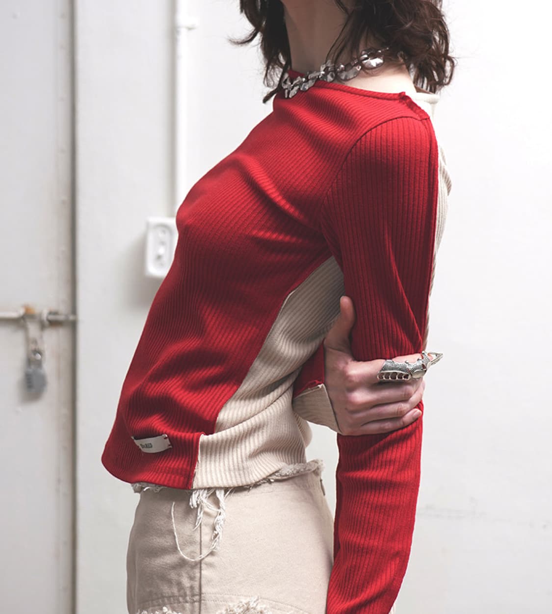 데어드 슬리브 탑 레드 상품이미지2