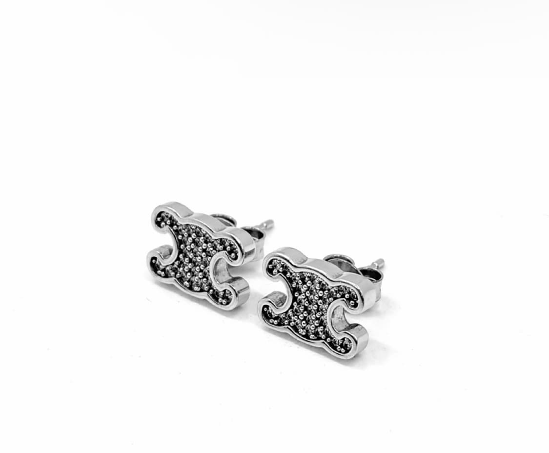 OS] 셀린느 여성 트리옹프 라인스톤 크리스탈 귀걸이 이어링 피니쉬 실버 상품이미지2