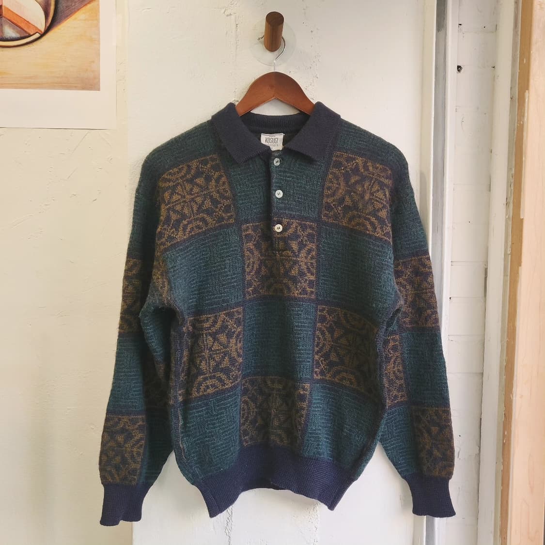 UomoKOSUGI 패턴 울 카라니트 L사이즈 상품이미지1