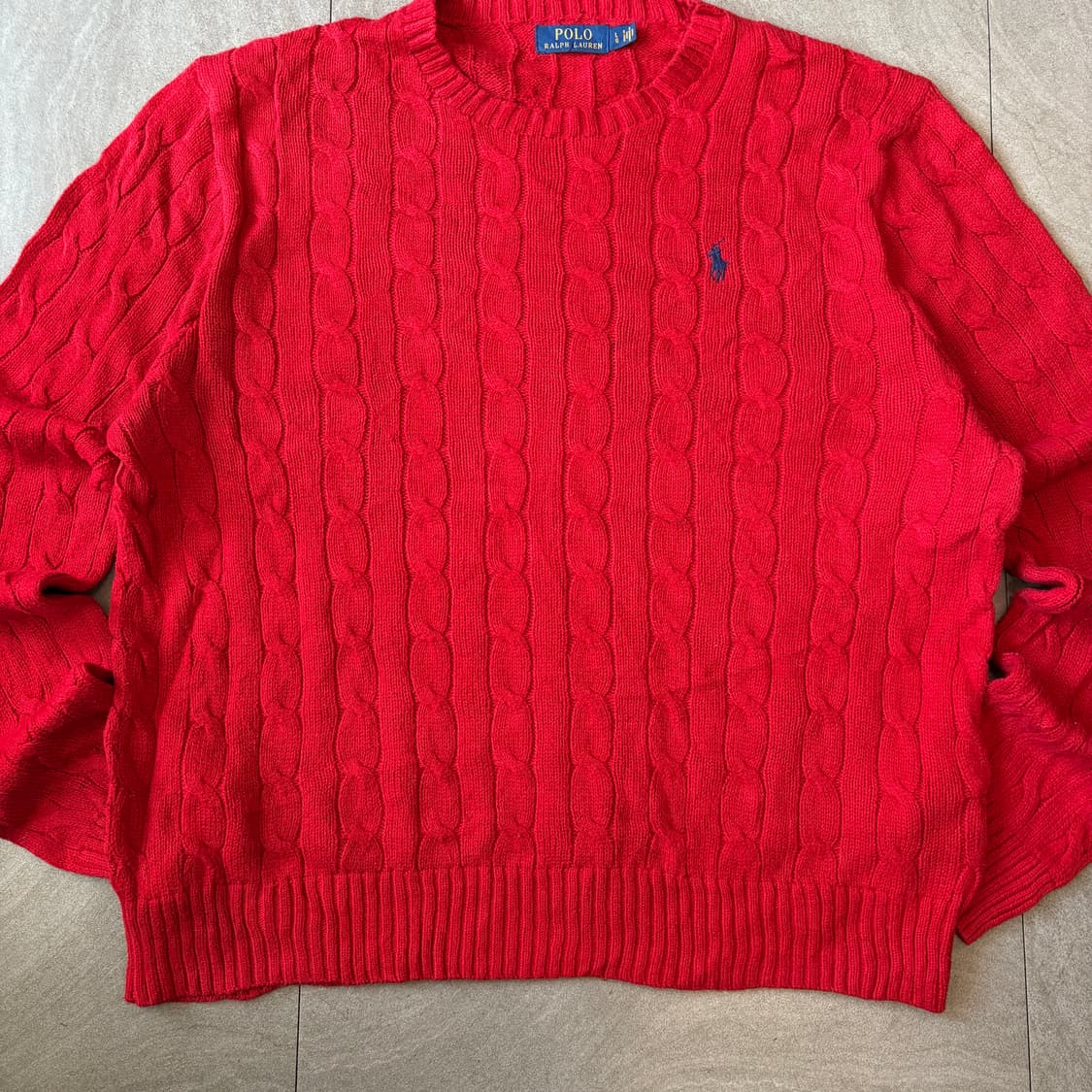 폴로 정품 최신라벨 레드 케이블 니트 상품이미지4