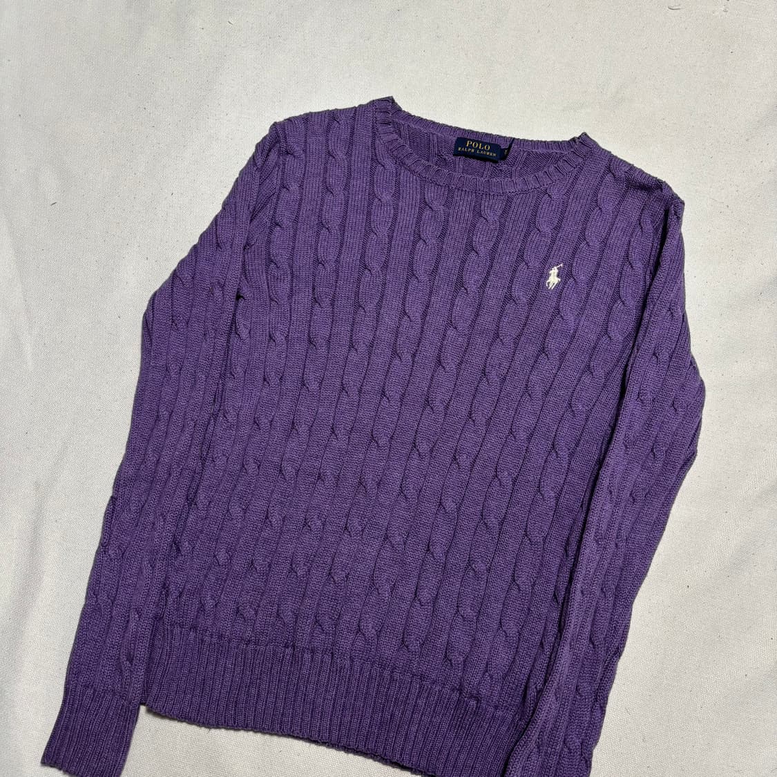 XS 폴로랄프로렌 화이트 포니 코튼 케이블 니트 상품이미지1