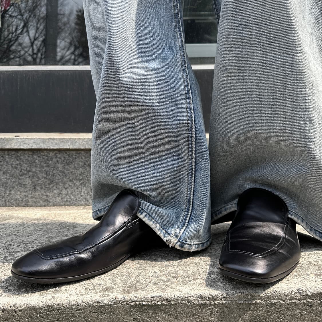 00s 빈티지 블랙 프라다 스포츠 스퀘어 토 로퍼 풀박스 상품이미지7