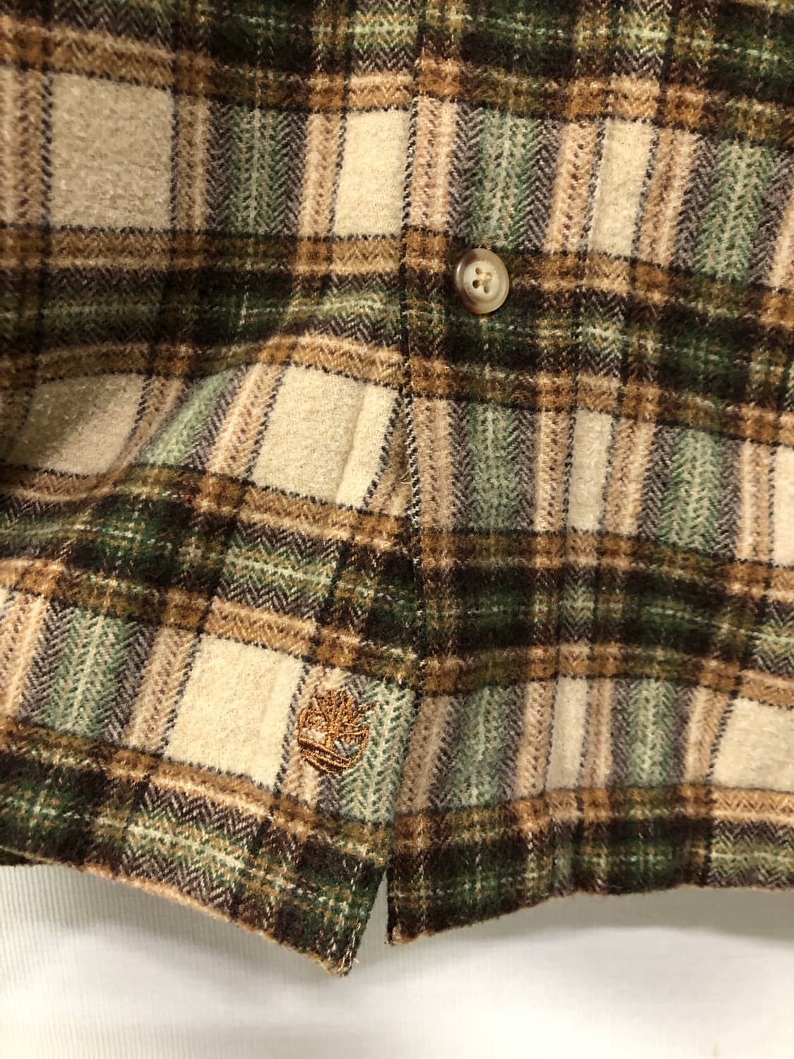 팀버랜드 헤비 울 누빔 체크 셔츠 겸 자켓 _ 베이지/그린 상품이미지3