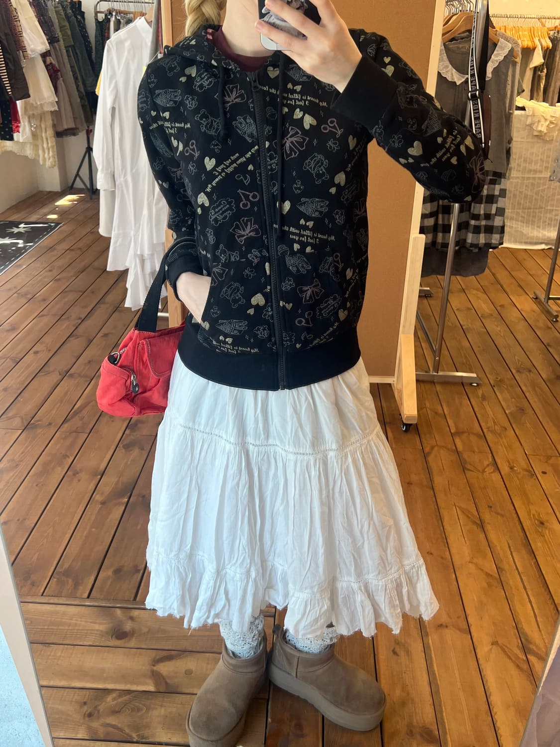 Colza 블랙 프린팅 후드집업  상품이미지1