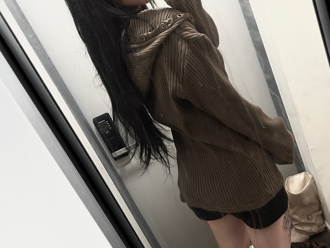 카키 오리엔탈 에스닉 니트 후드집업 모리 빈티지 상품이미지2