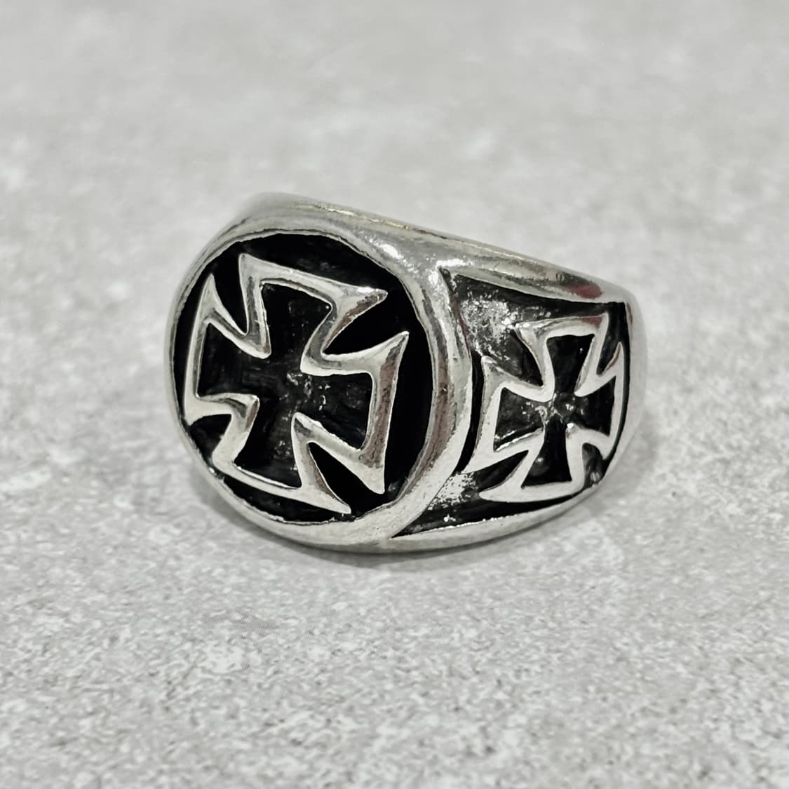 Oribell 볼드 크로스 실버 라지 오픈링 반지 상품이미지1