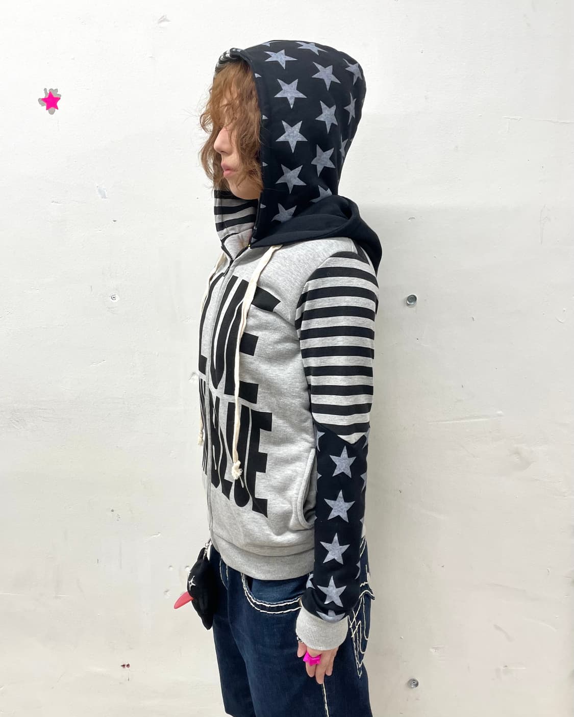Blue Moon Star Gray Hooded Zip-Up 상품이미지8