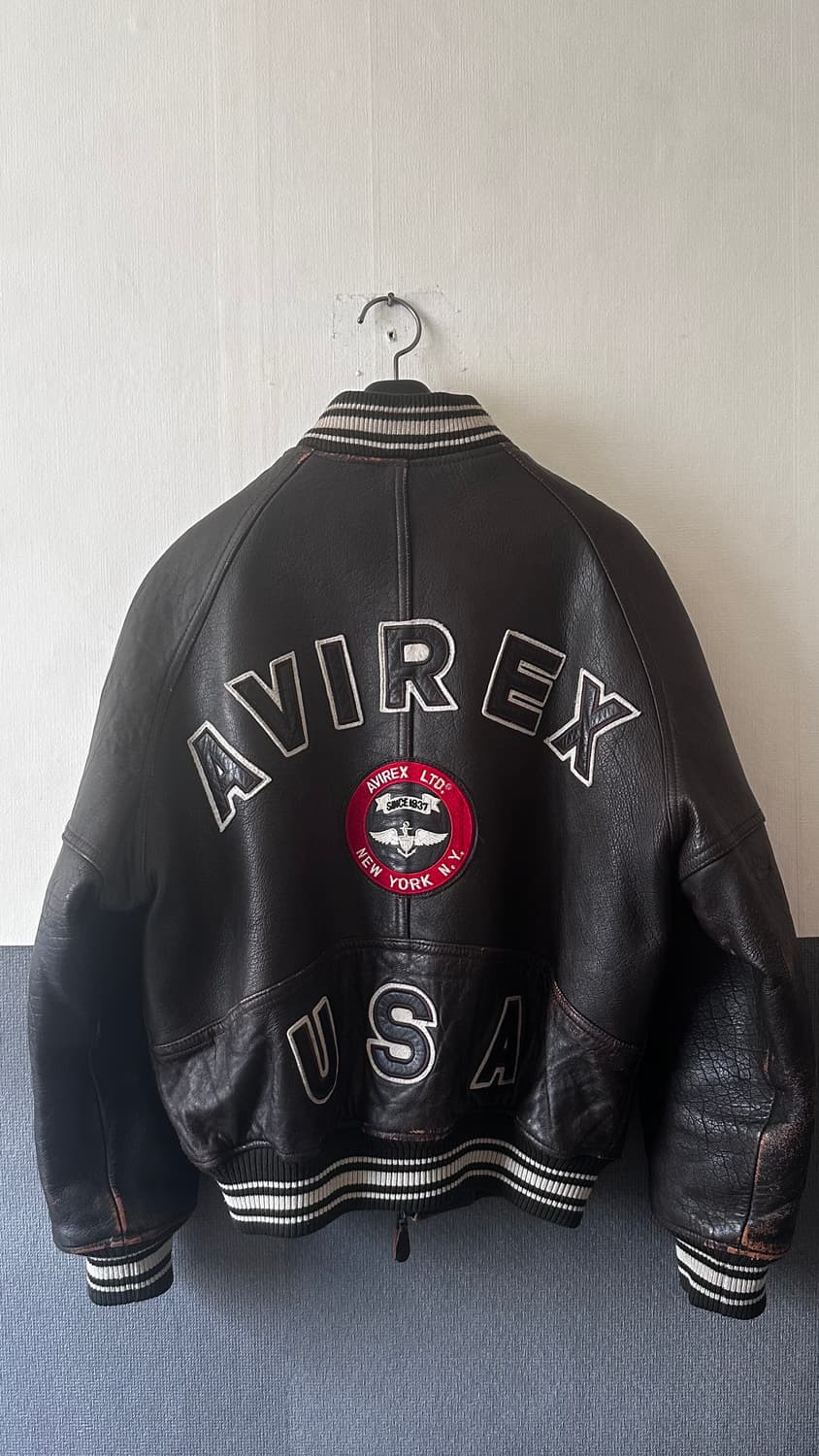 90s 아비렉스 레더 바시티 자켓 상품이미지1