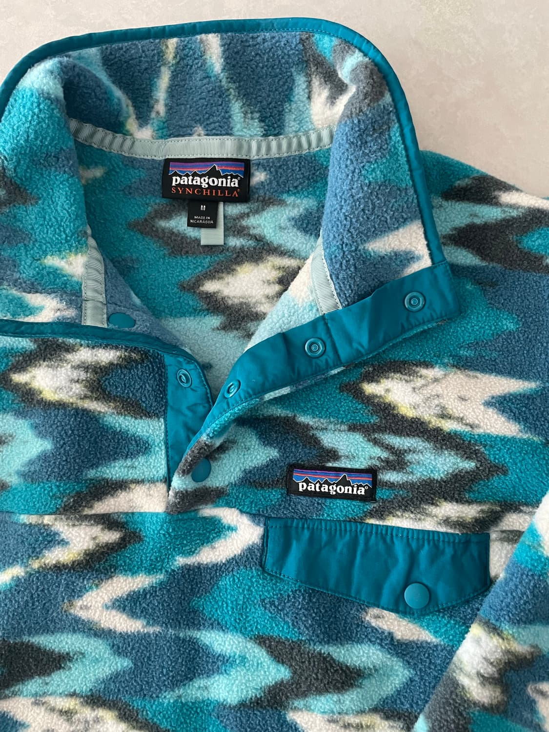 파타고니아 신칠라 블루 터콰이즈 패턴 여성 M 헤비웨이트 상품이미지3