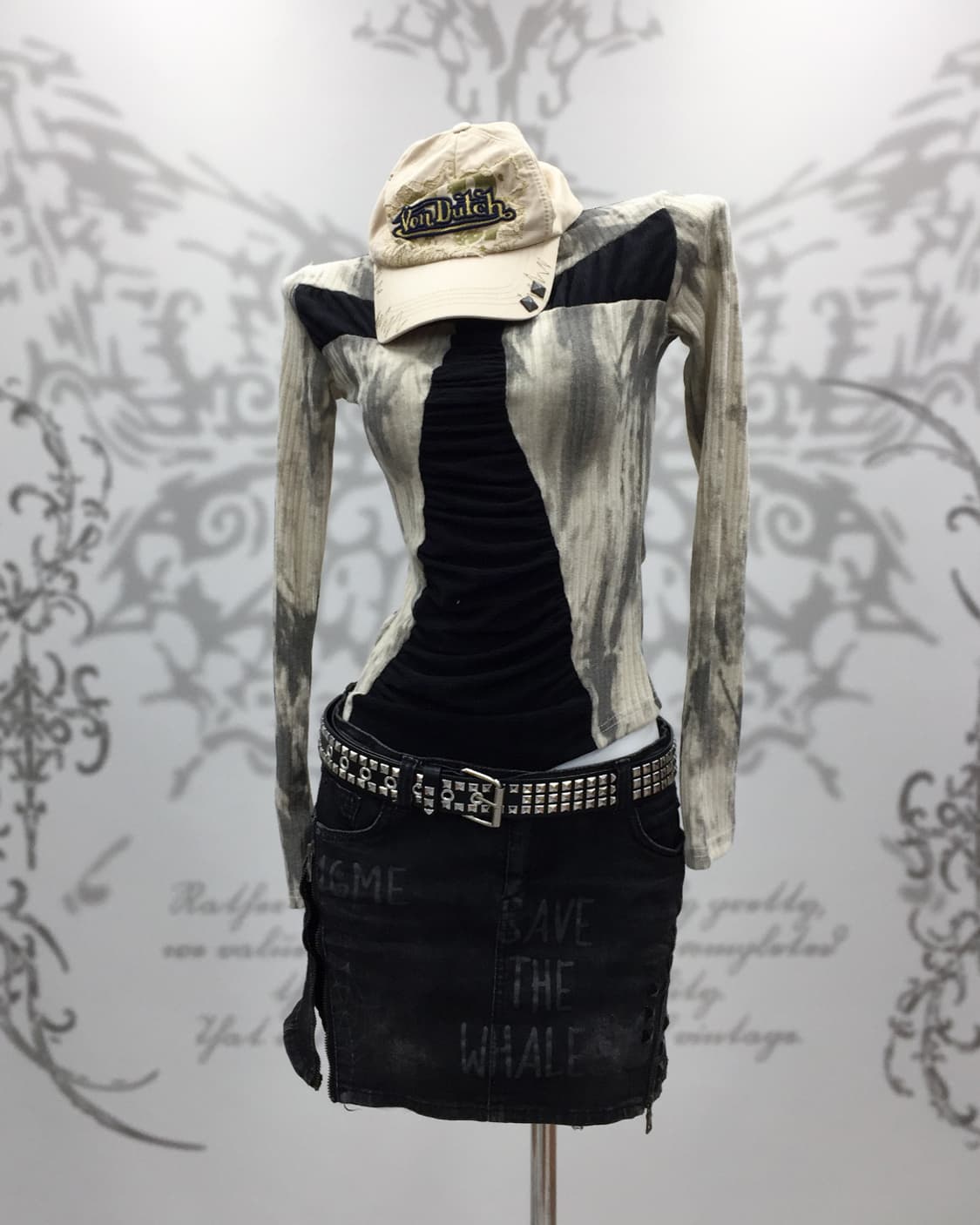 00’s Cyber Grunge Ruched Panel Y2K Top 상품이미지1