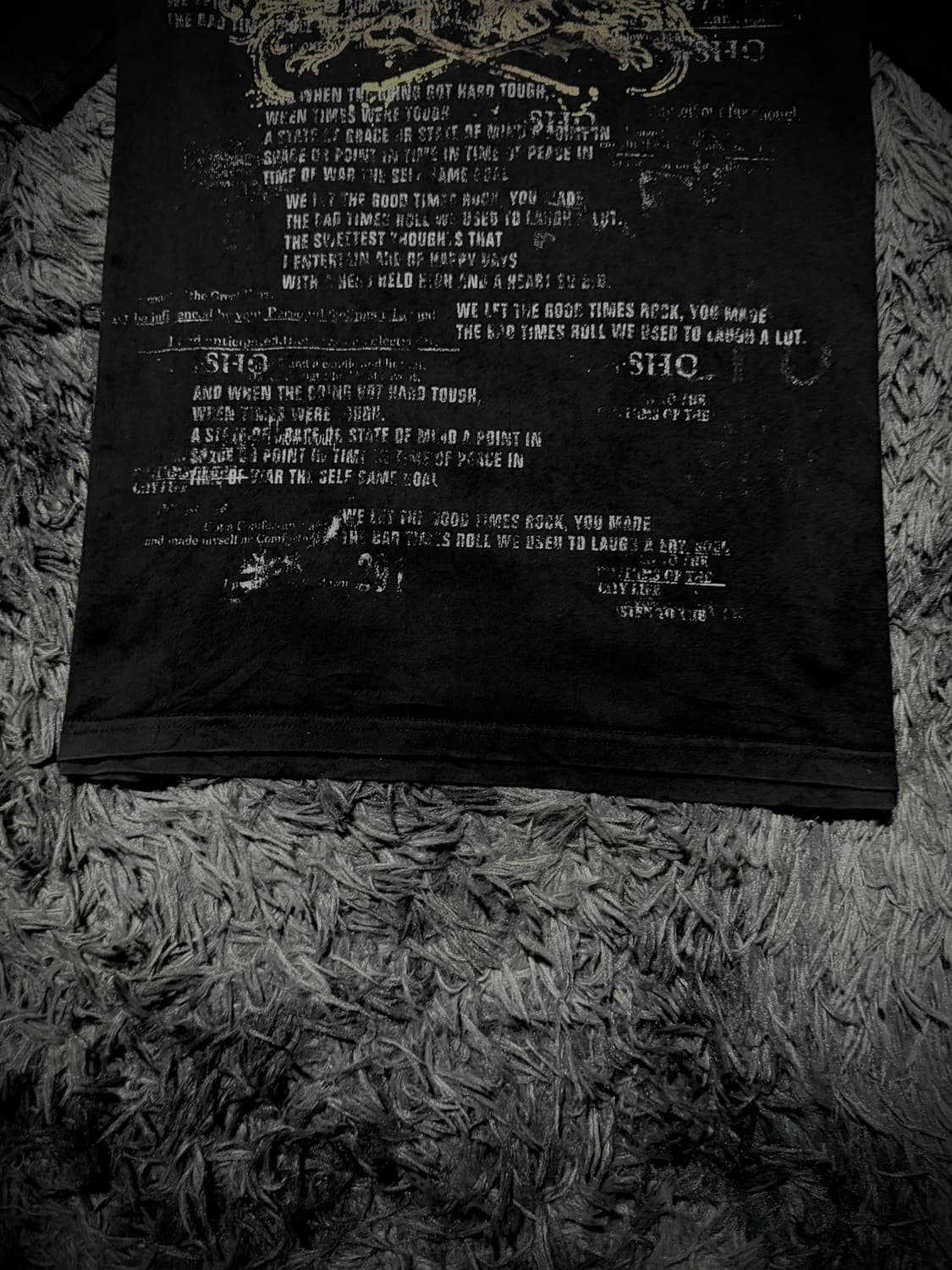 Bernings- Sho 레터링 스컬 윙 프린팅 견장 블랙 반팔 티셔츠 상품이미지4