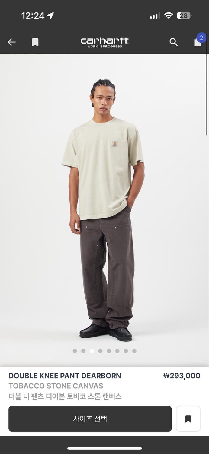 칼하트 윕 더블니 팬츠 토바코(스톤 캔버스)29X32 새상품 상품이미지5