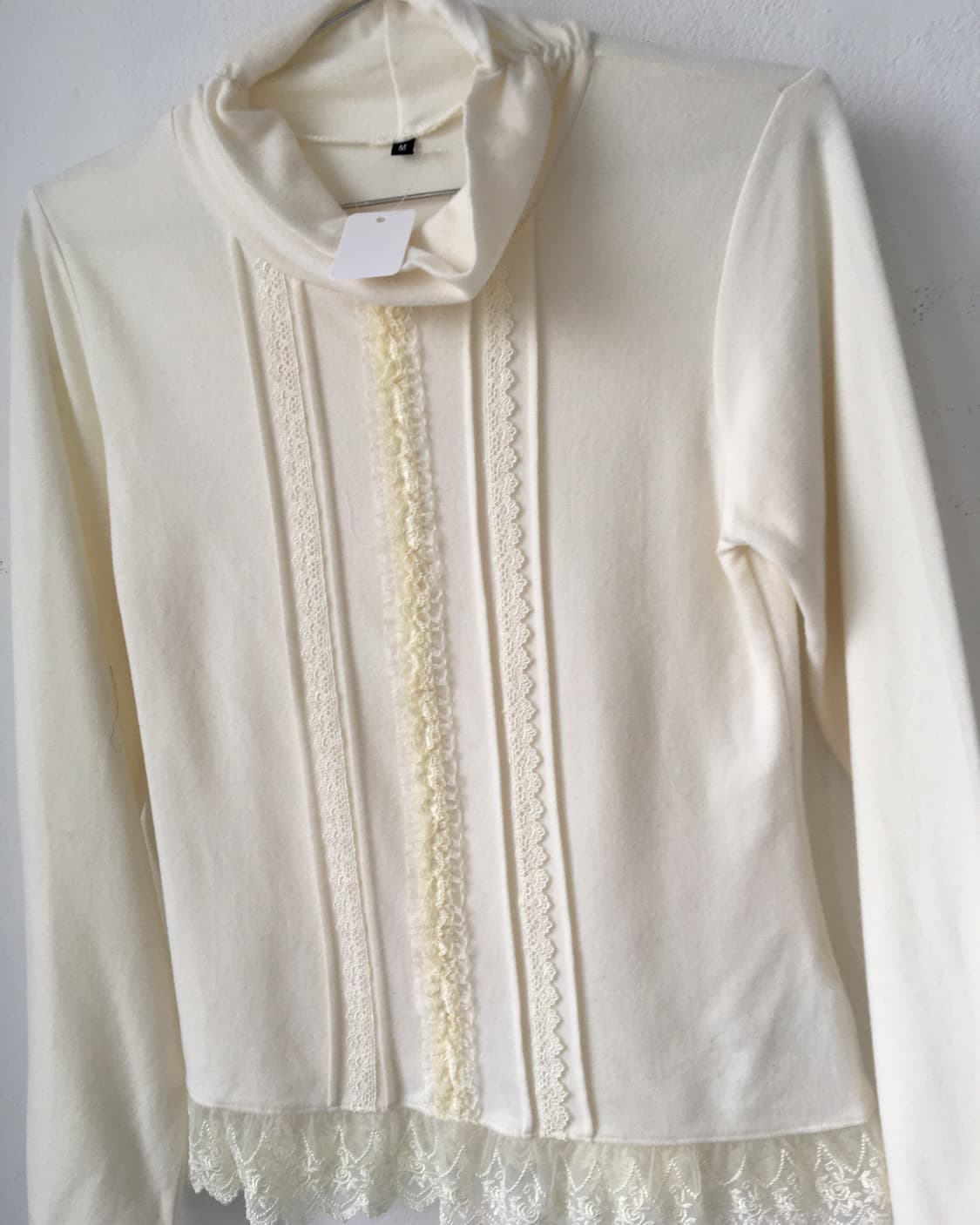 Lace trimming high neck knit 상품이미지3