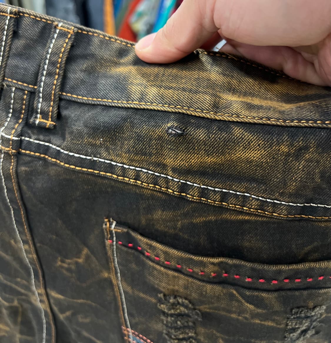 다크브라운 패치워크 데님진 상품이미지4