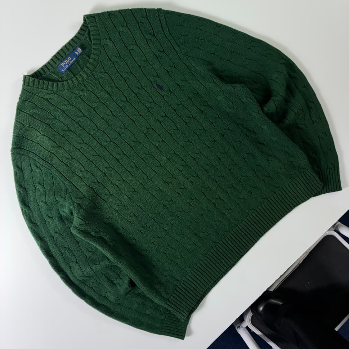 Polo  폴로 랄프로렌 자수 코튼 그린 꽈배기 니트  상품이미지2