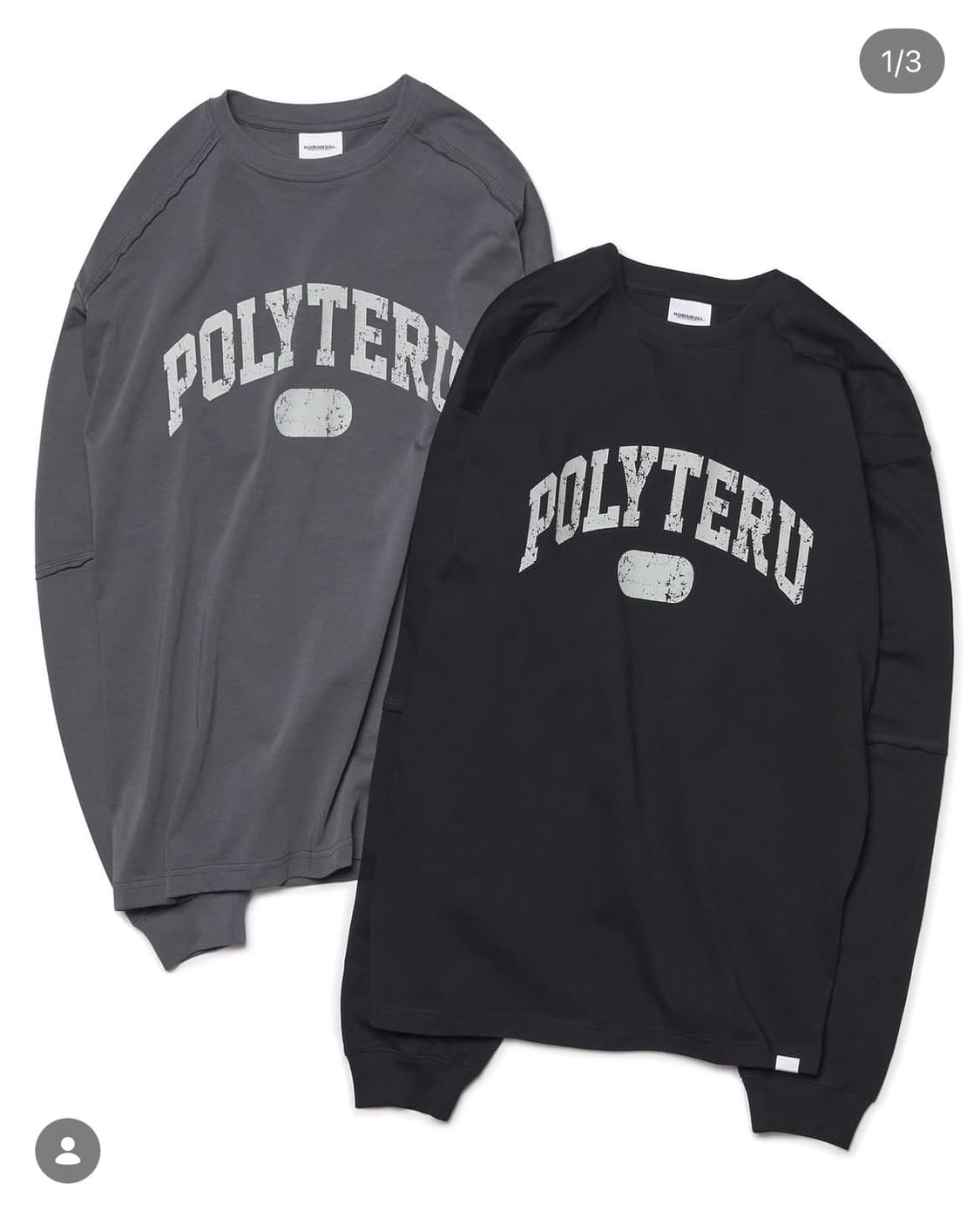 (새상품)(L) 노매뉴얼 폴리테루 콜라보 롱 슬리브 긴팔 CHARCOAL 상품이미지1