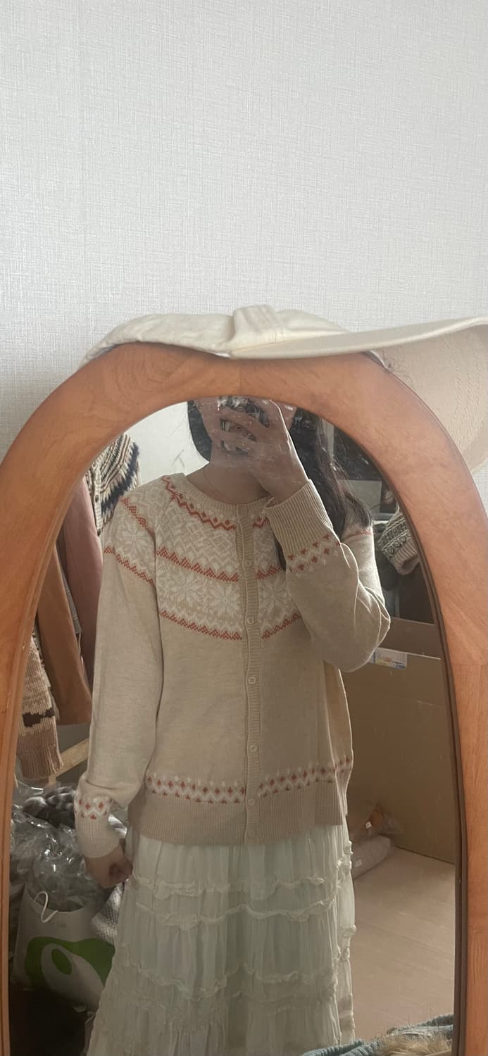 모리걸 빈티지 노르딕 가디건🤍🧡 상품이미지3