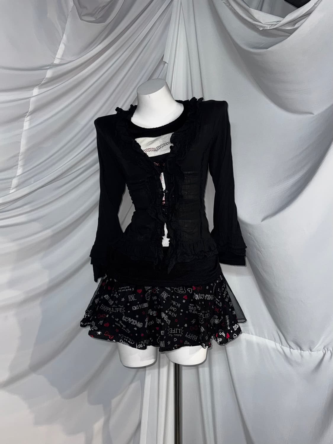 로사체리 슈가슈가룬 듀크 쇼콜라깔 스트라이프 키치 펑크 프레피 코디세트 상품이미지4