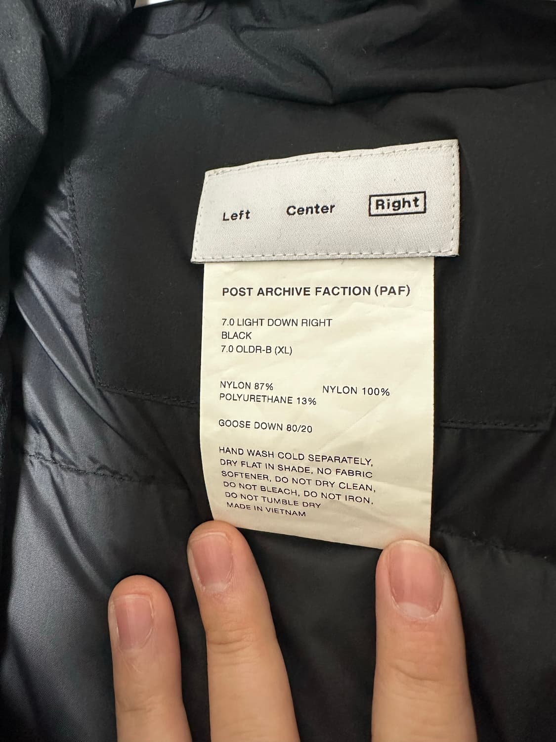 paf 파프 7.0 라이트 다운 블랙 XL 상품이미지2