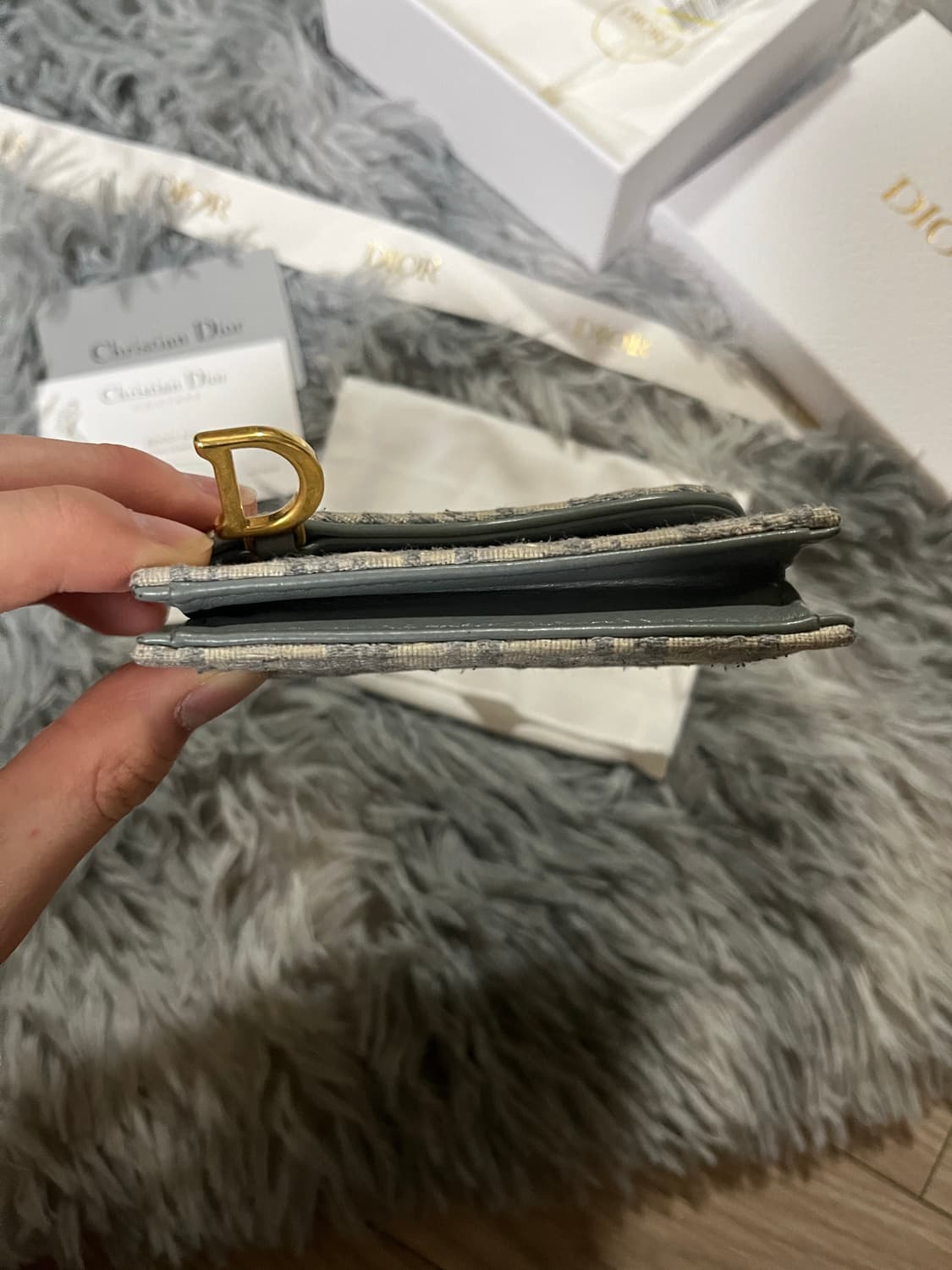 디올 새들 카드지갑 그레이 풀박스 상품이미지6
