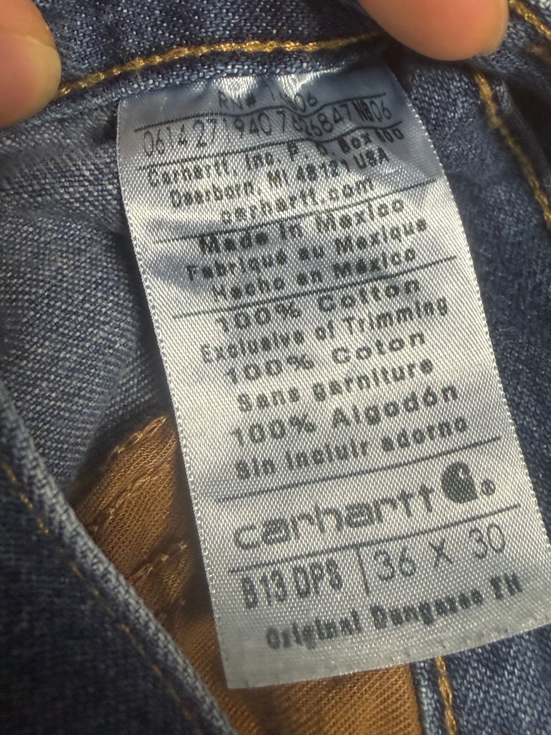 칼하트 데님싱글니카펜터팬츠 36x30 상품이미지4