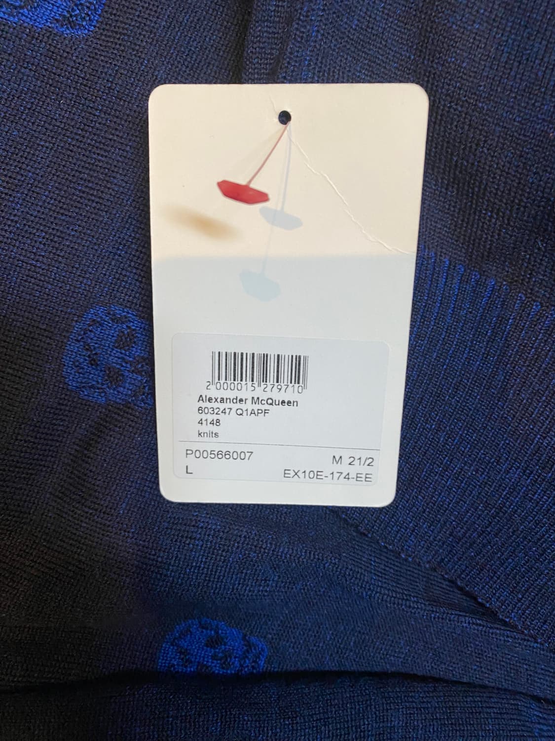 알렉산더맥퀸 스컬 자수 울 니트 L 블루 새상품 상품이미지5