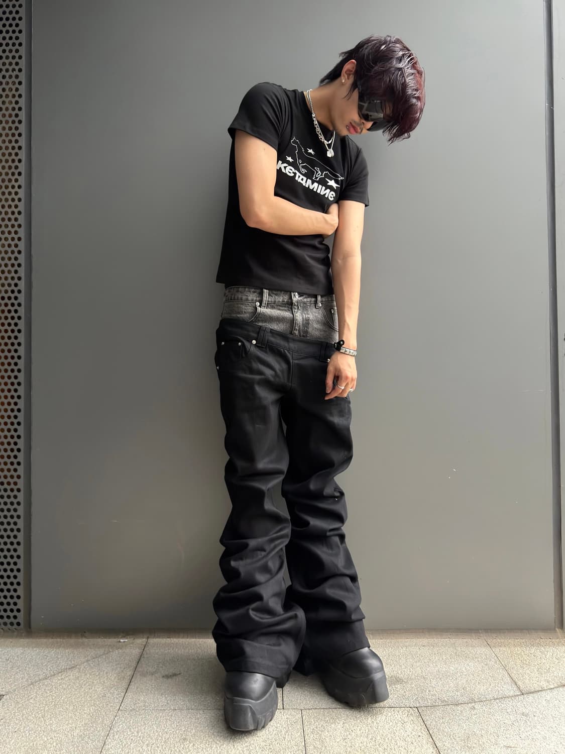 Two Tone Layered Bootcut Jeans 상품이미지4