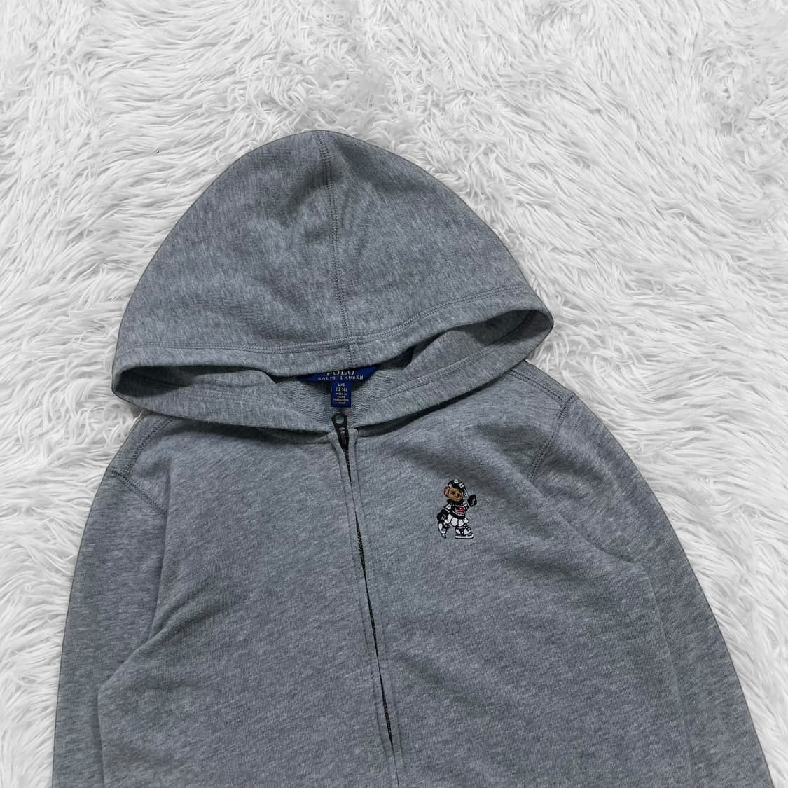 폴로 랄프로렌 걸즈 베어 후드 집업 그레이 상품이미지3