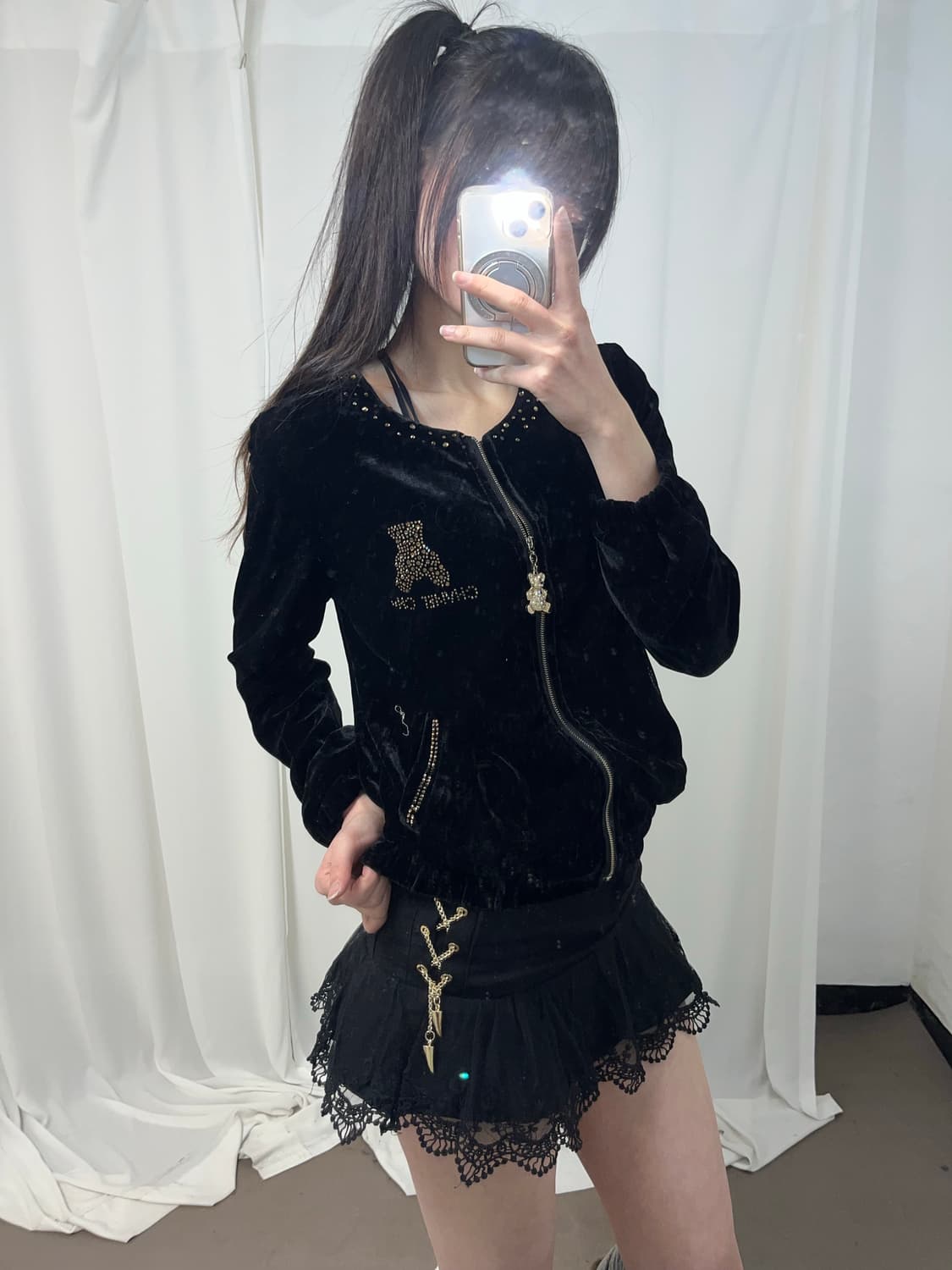 테디베어 벨벳 큐빅 집업 상품이미지4