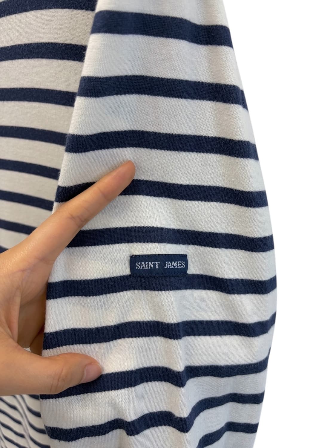 세인트제임스 긴팔 티셔츠 화이트&네이비 (L) 상품이미지4