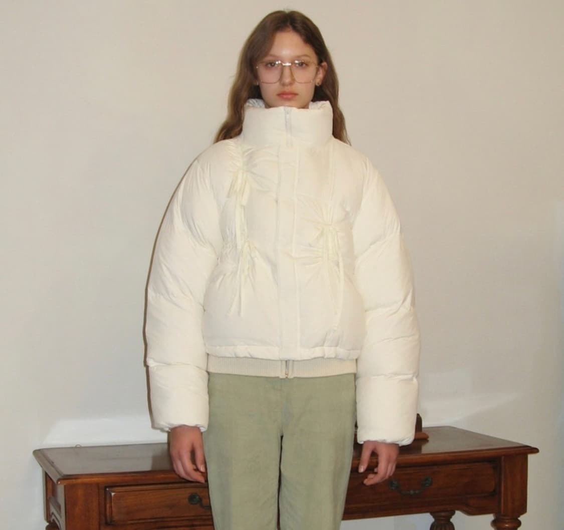 시눈 리본 디테일 패딩 아이보리 상품이미지1