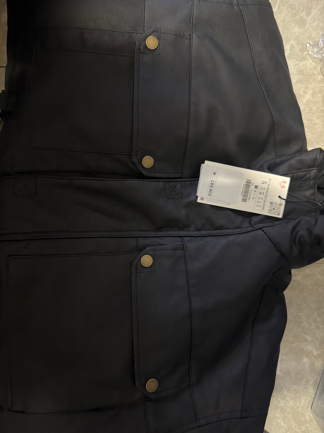 S사이즈 자라 레더 이펙트 파카 블랙 3715/412/800 상품이미지1