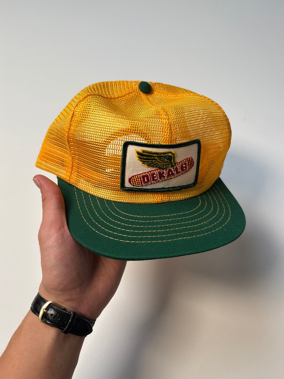 [free] DEKALB 투톤 메쉬 트러커 캡 (green/yellow) 상품이미지1