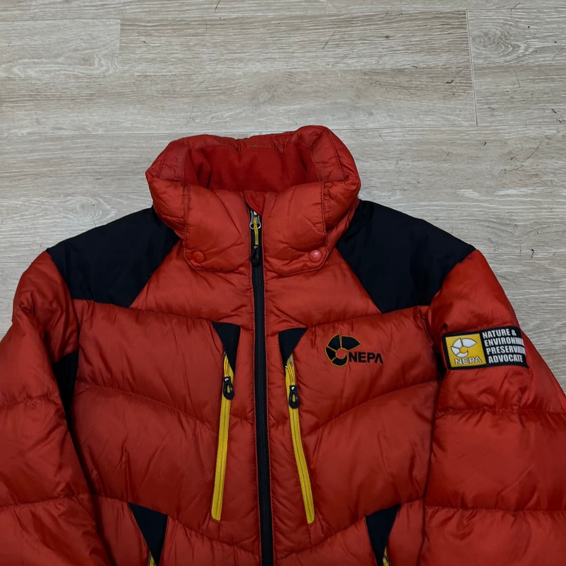 네파 덕다운 와펜 투톤 배색 패딩 점퍼 [오렌지] XS/85 상품이미지2