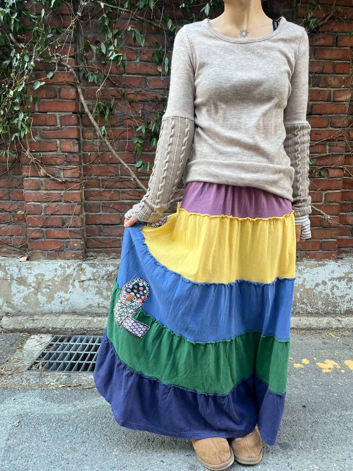 패치 포인트 캉캉 롱스커트 상품이미지4