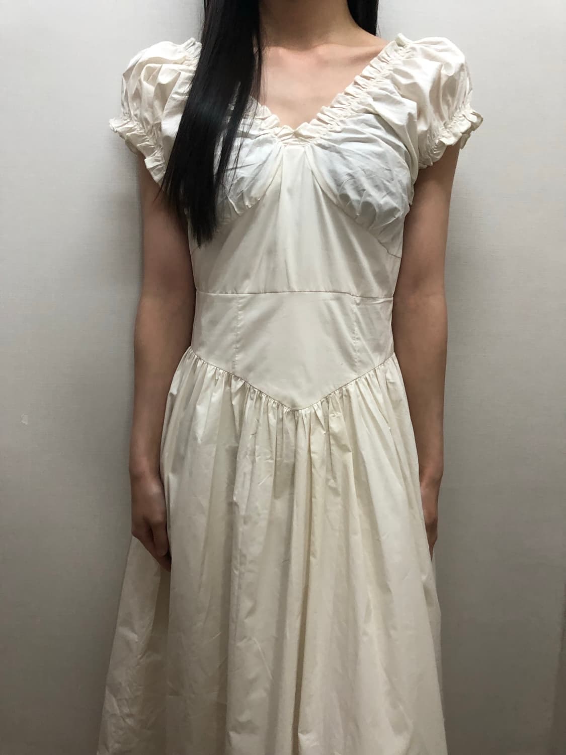 빈티지 아이보리 프릴 롱 원피스 상품이미지6