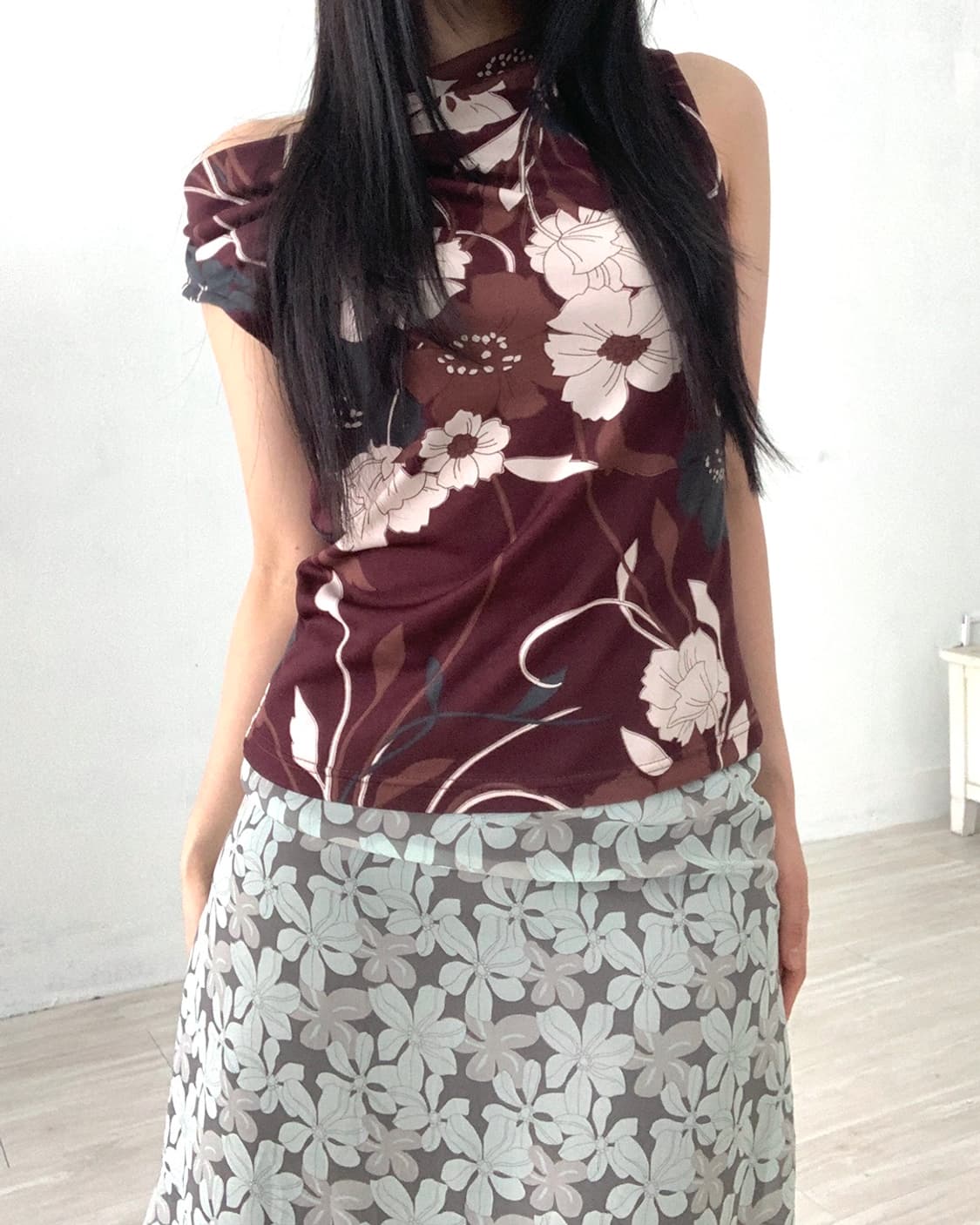 Burgundy Brown Cowl Neck Sleeveless 상품이미지2