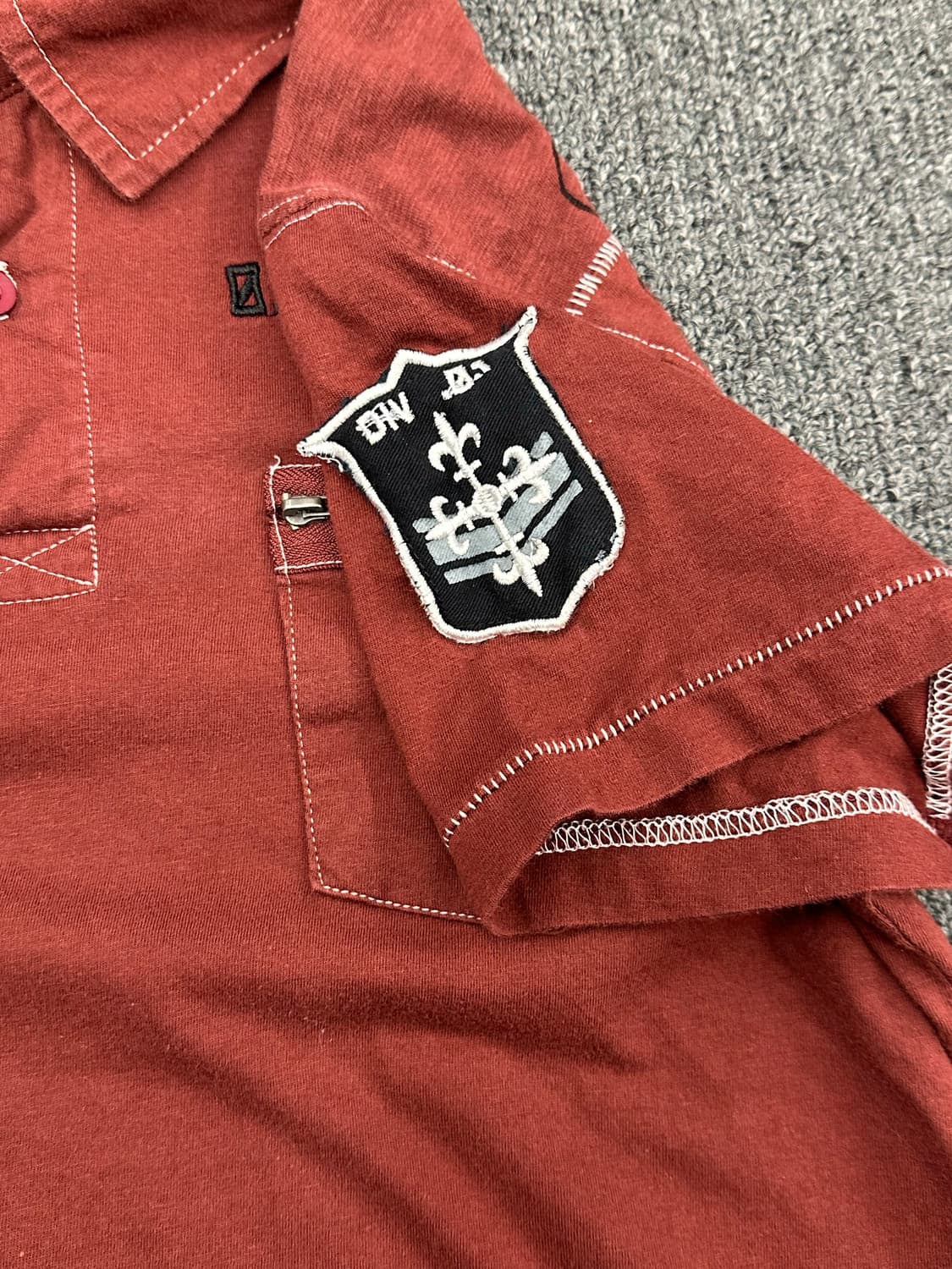 L)Point Zero 빈티지 Y2K 프린팅 패치 자수 카라 반팔 상품이미지6