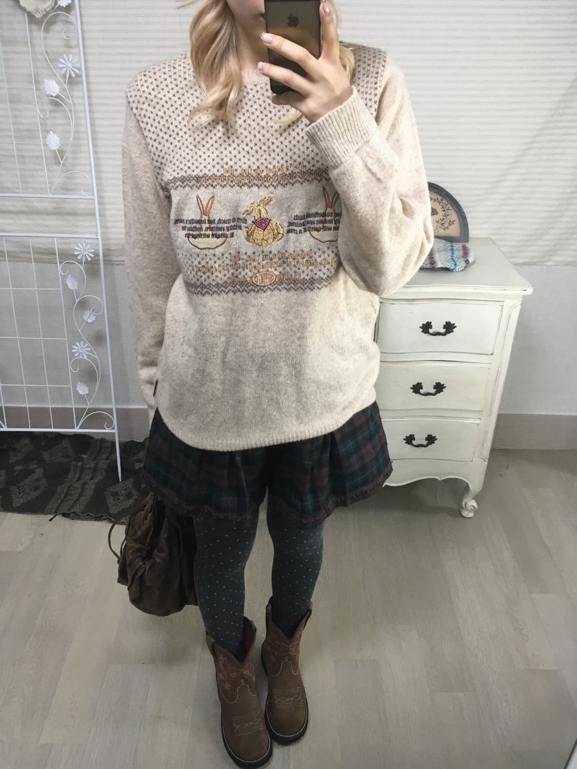 일본빈티지 토끼 자수 니트 스웨터 상품이미지5