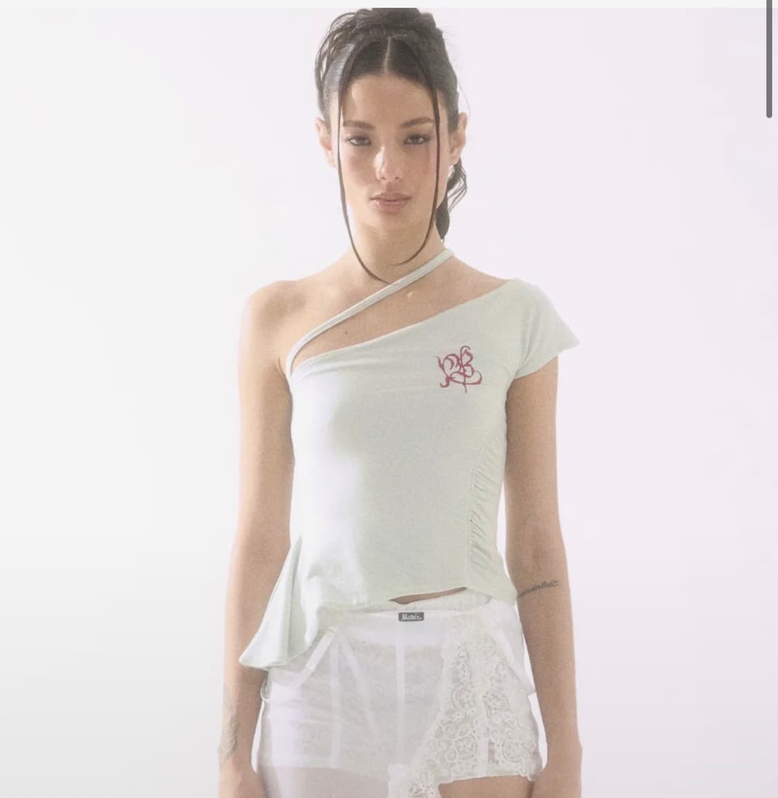 배디 One Shoulder Drape Sleeveless 페일민트나시 상품이미지1