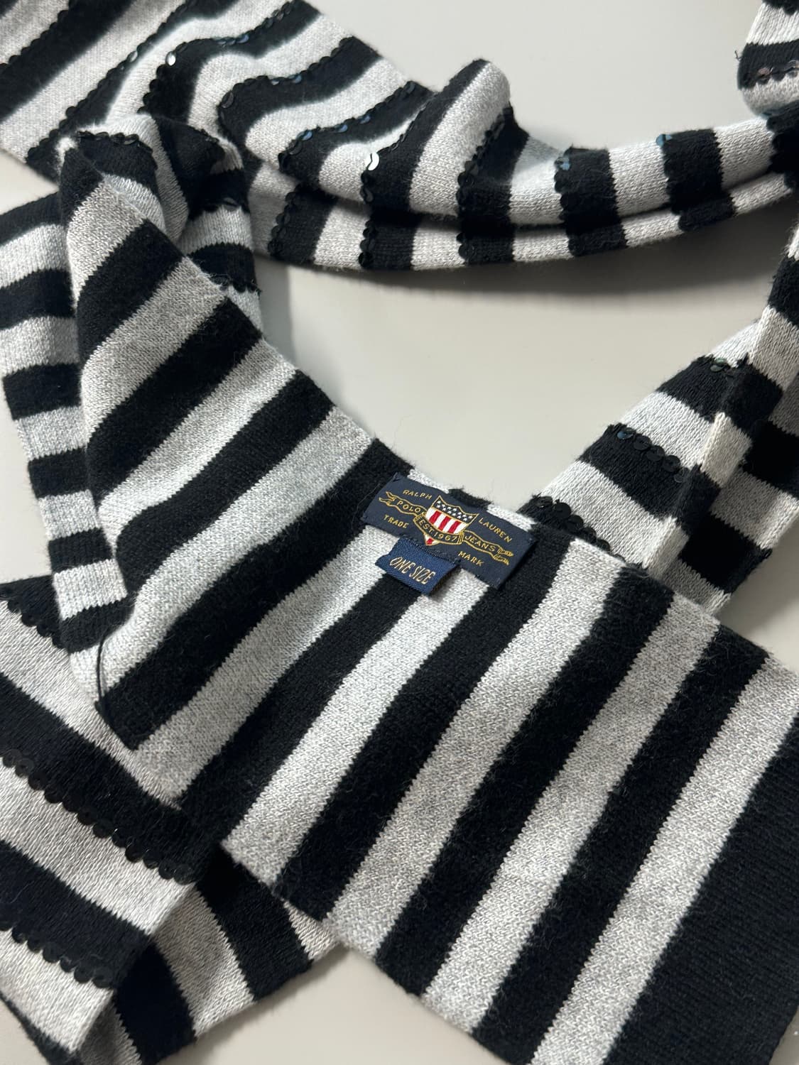 랄프로렌 폴로 진 스팽글 디테일 스트라이프 패턴 니트 머플러 상품이미지6