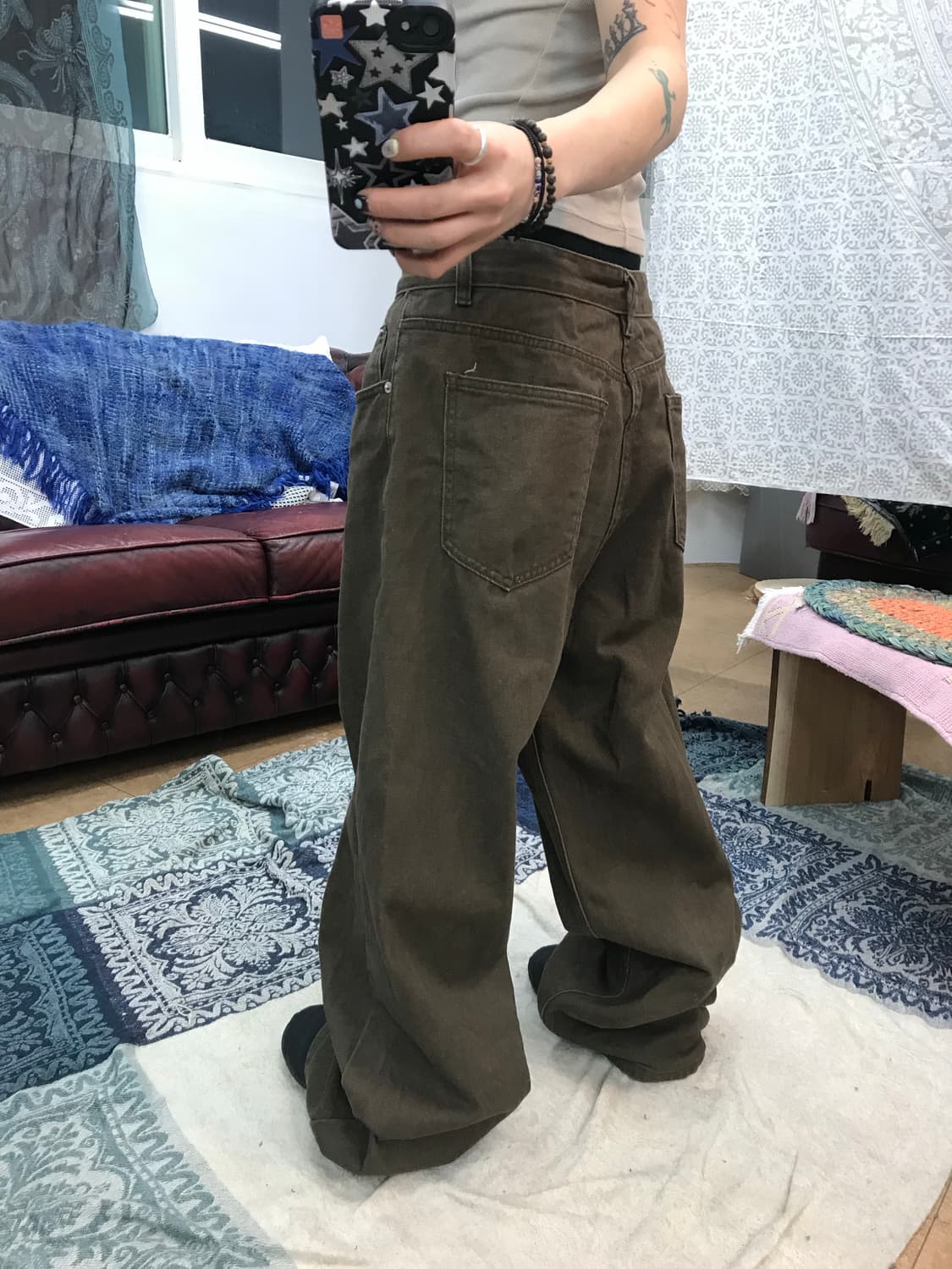 빈티지 브라운 절개 디테일 팬츠  상품이미지2