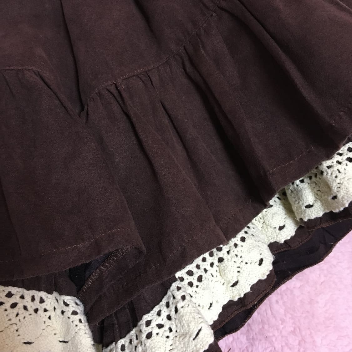 빈티지 라떼갸루 초코 브라운 레이스 큐롯 스커트 히메갸루 상품이미지2