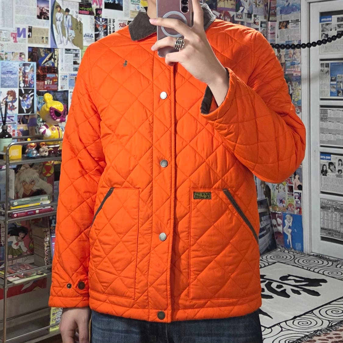 폴로 오렌지 카키 코듀로이 누빔 경량 자켓 상품이미지2