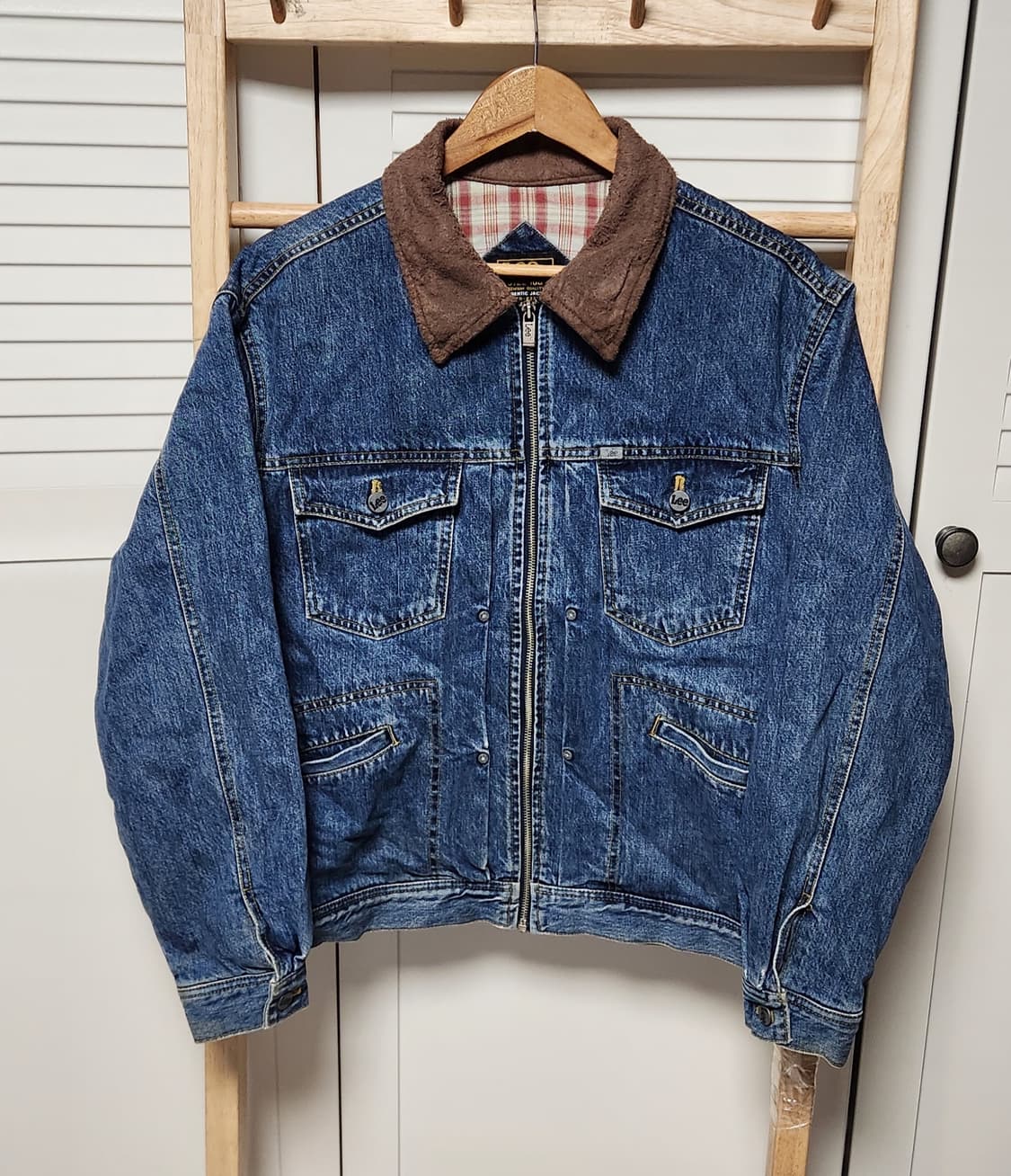 L Lee 90's 스웨이드 카라넥 데님 트러커 자켓 상품이미지1