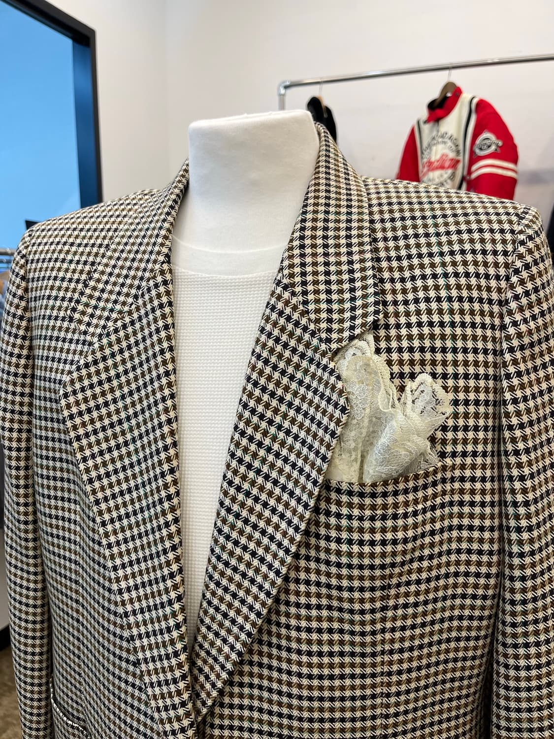 80s 버버리 울 블렌드 체크 테일러드 자켓 상품이미지3