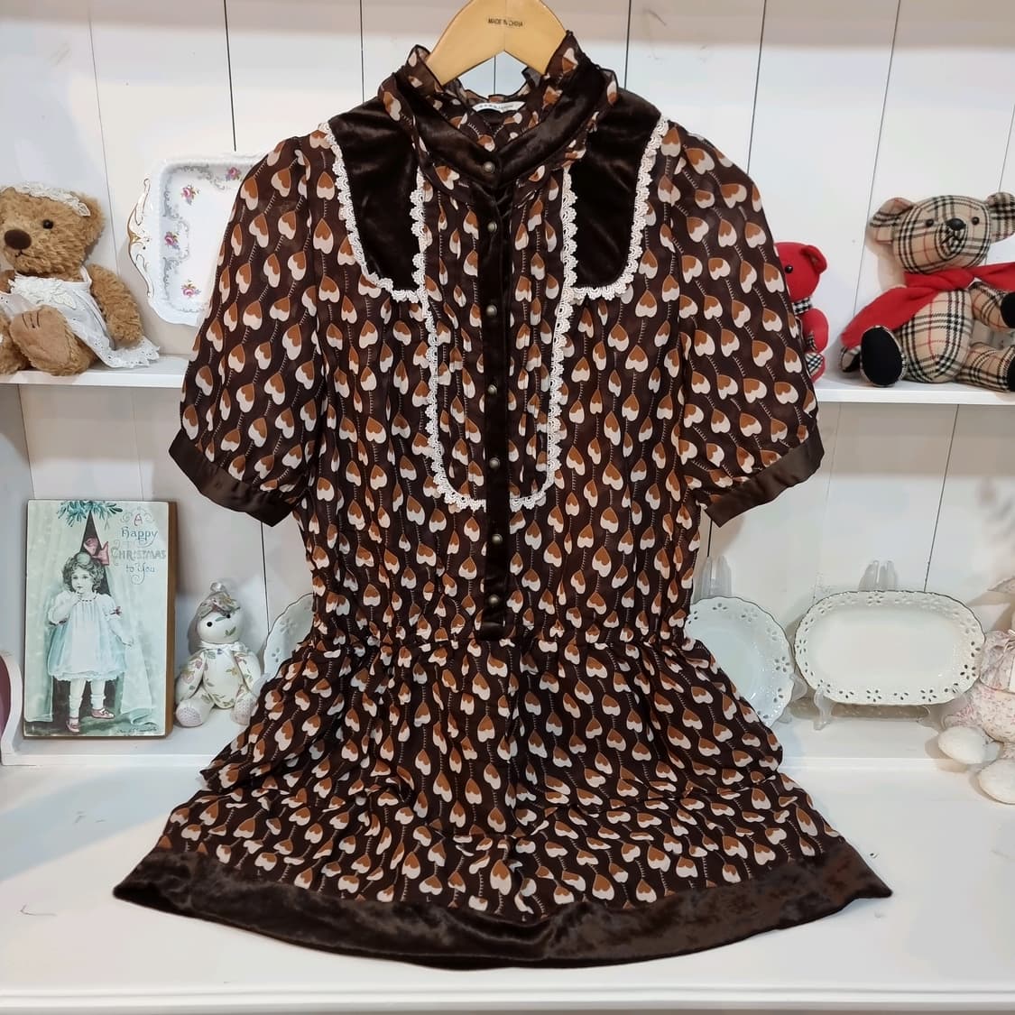 axes femme(엑시즈팜) 하트 안의 하트 초코무드 원피스 상품이미지5