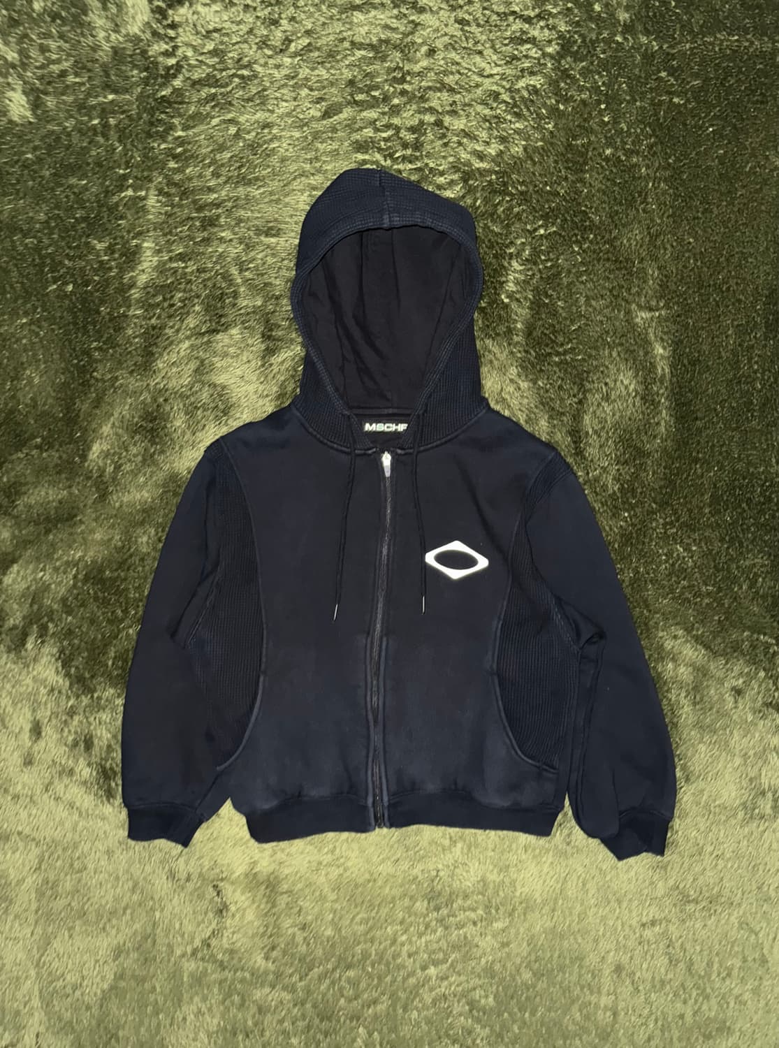[M] MSCHF 미스치프 와플 믹스드 패널 후드 집업 블랙 상품이미지1