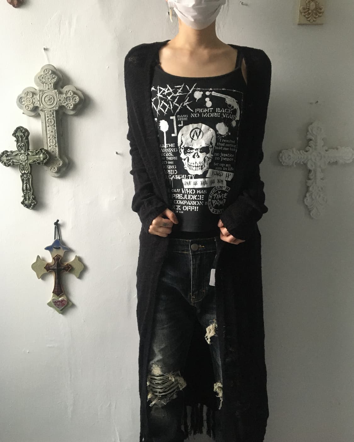 Fringe point open knit cardigan 상품이미지1