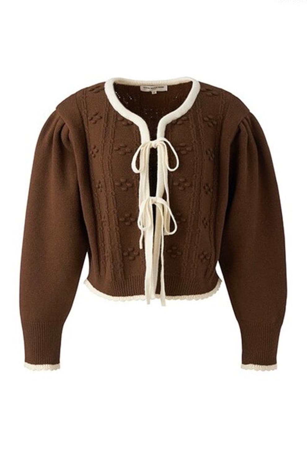 택O) 유어네임히얼 리본이 가디건 브라운 상품이미지3